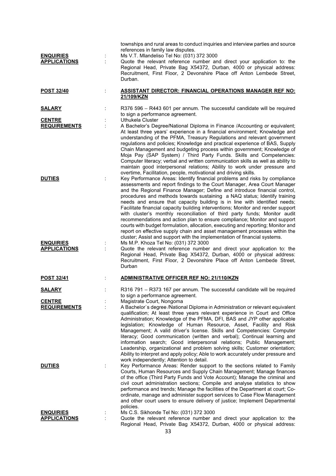 Justice and Constitutional Development Circular 32 Of 2021 DPSA Circular