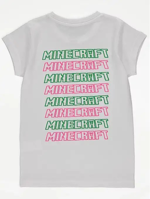 BOYS GIRLS MINECRAFT DOUBLE SIDED CREEPER LOGO TSHIRT WHITE AGE 7 14 YEARS eBay
