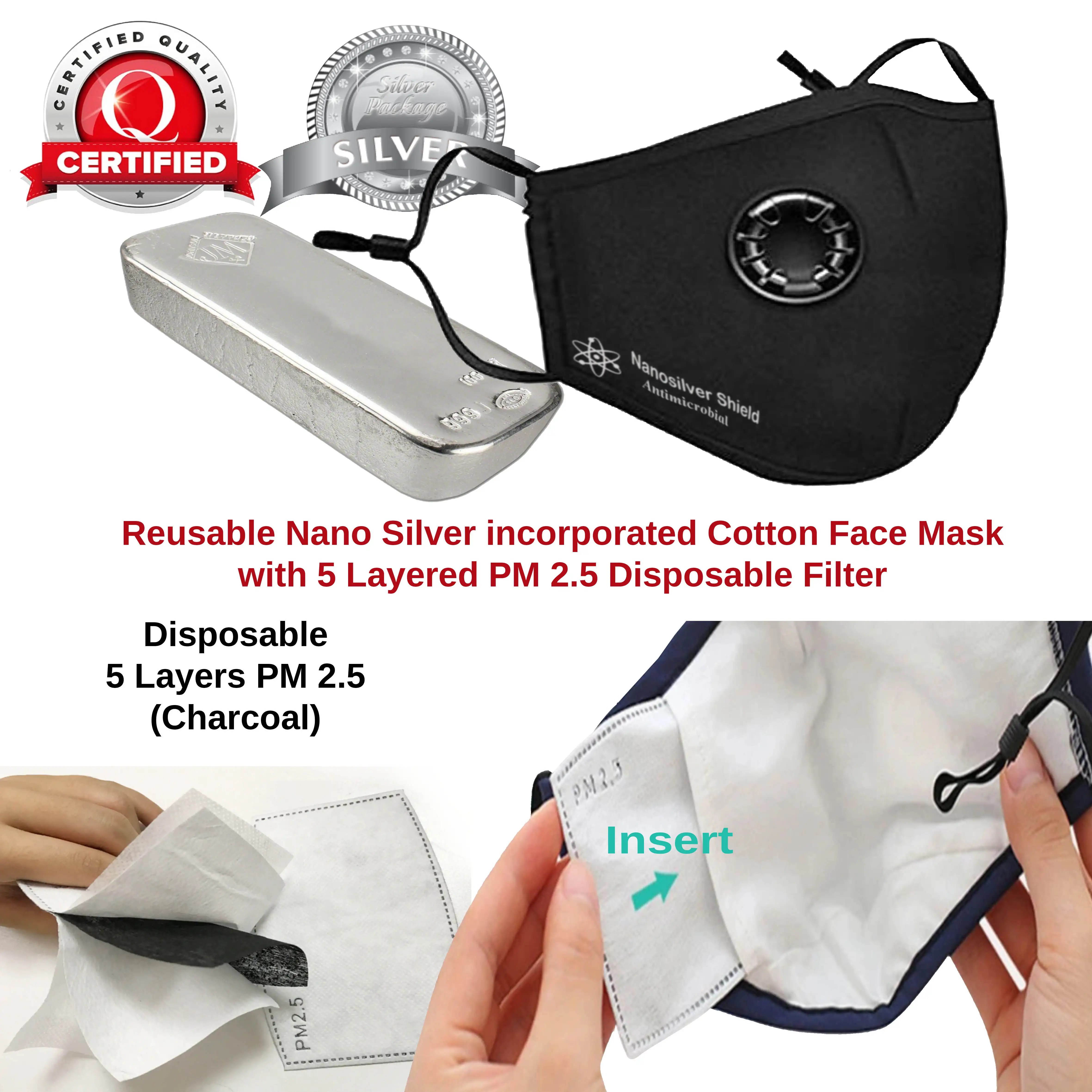 Air Purifying Washable Reusable Nano Sliver Shield Face Mask + 2 Filters Dust eBay