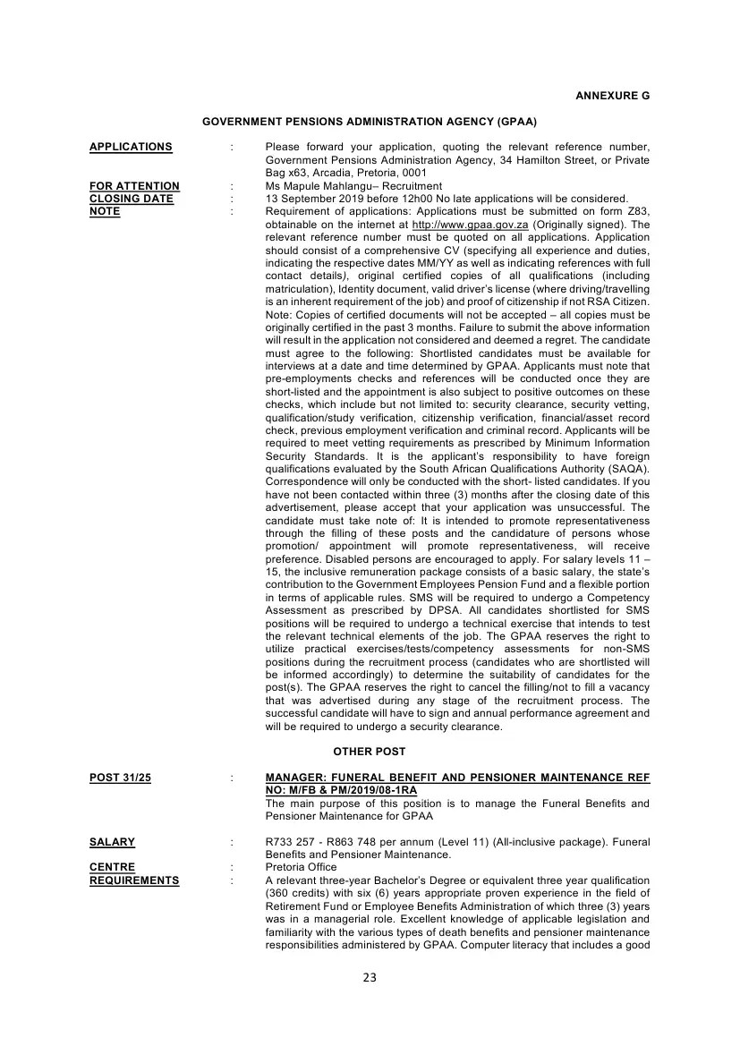 Government Pensions Administration Agency Circular 31 Of 2019 DPSA Circular