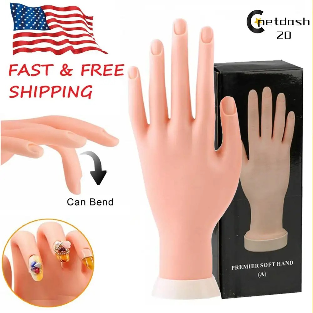 Nail Art Training Hand Flexible Movable Fake Hand Manicure Practice