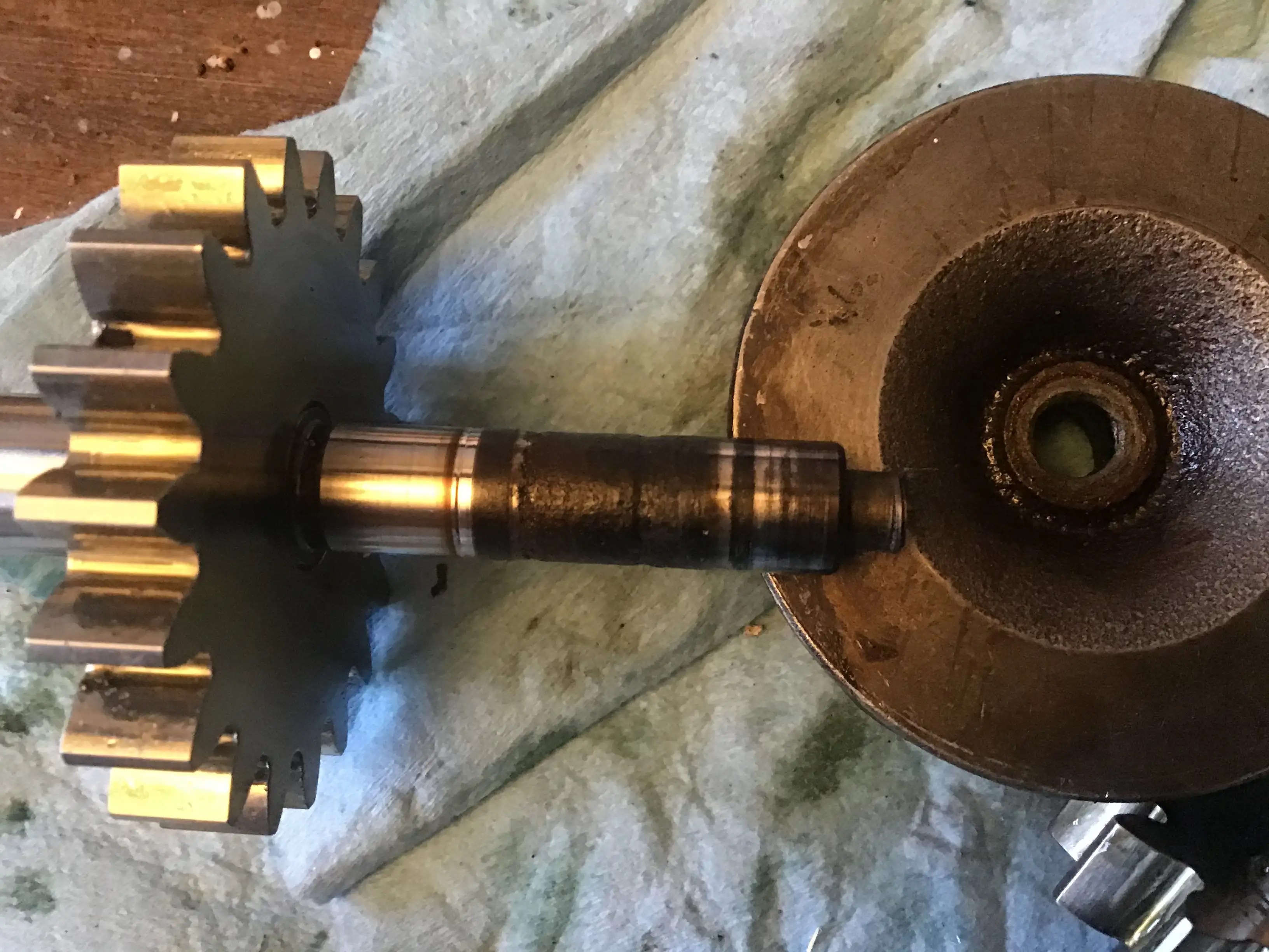 1985 K100RS sheared water pump impeller nut.