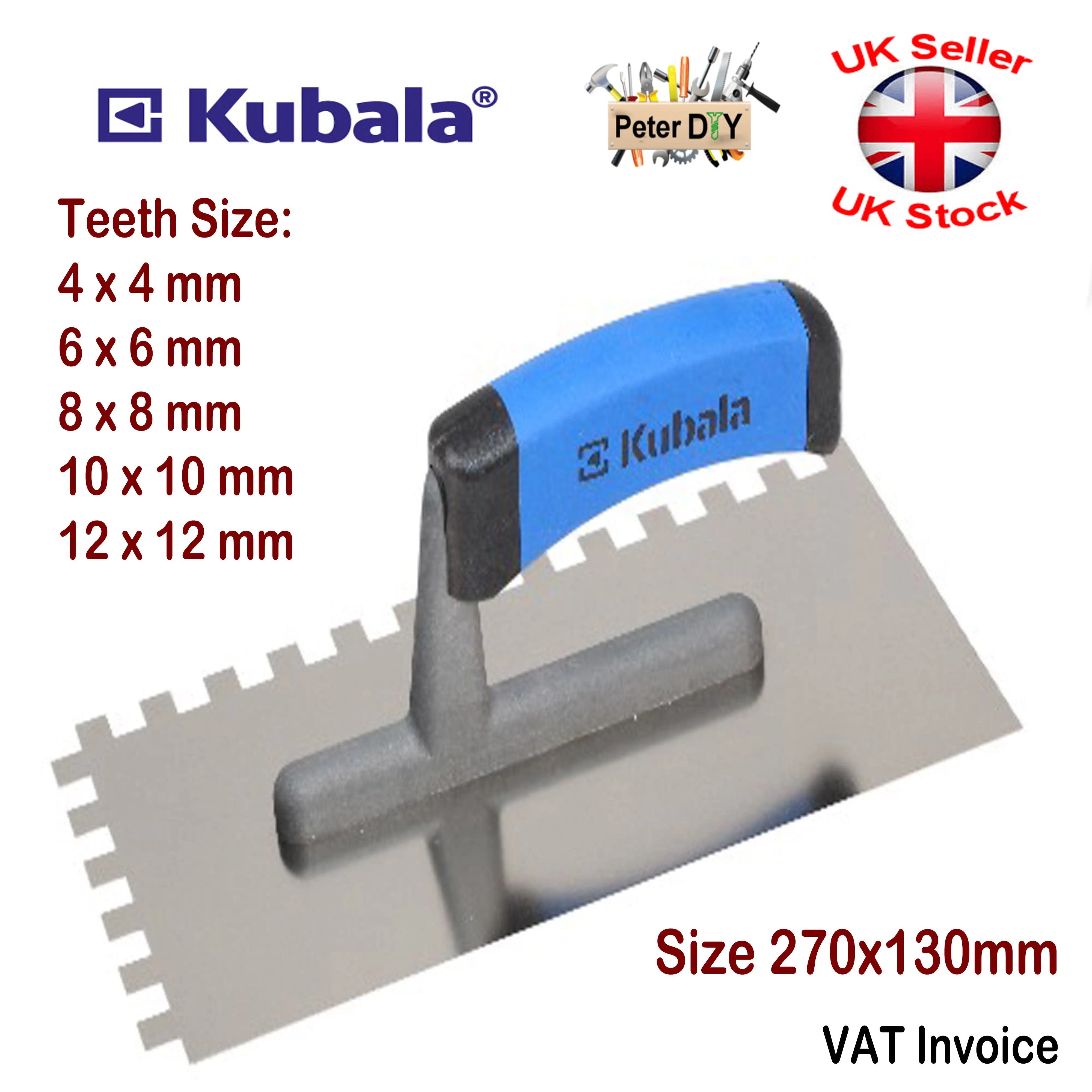ADHESIVE NOTCHED TROWEL Tiling Stainless Steel 5 Teeth Sizes 270x130mm (11x5") eBay