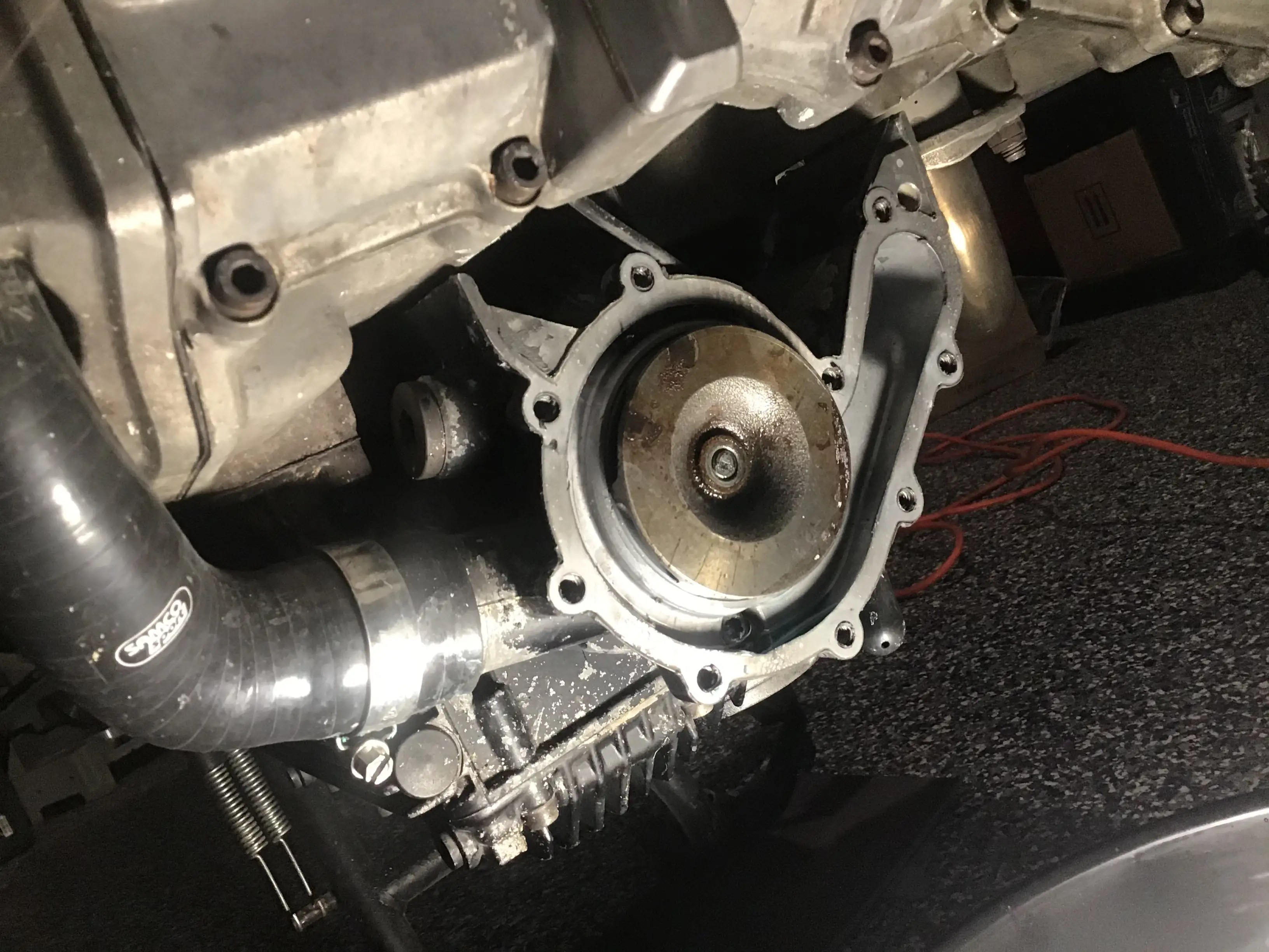 1985 K100RS sheared water pump impeller nut.