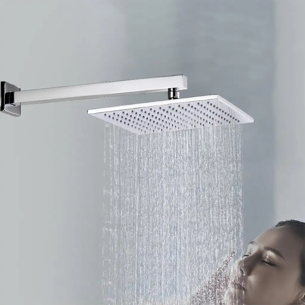 16inch Stainless Steel Rainfall Shower Head Extension Arm Wall Mounted