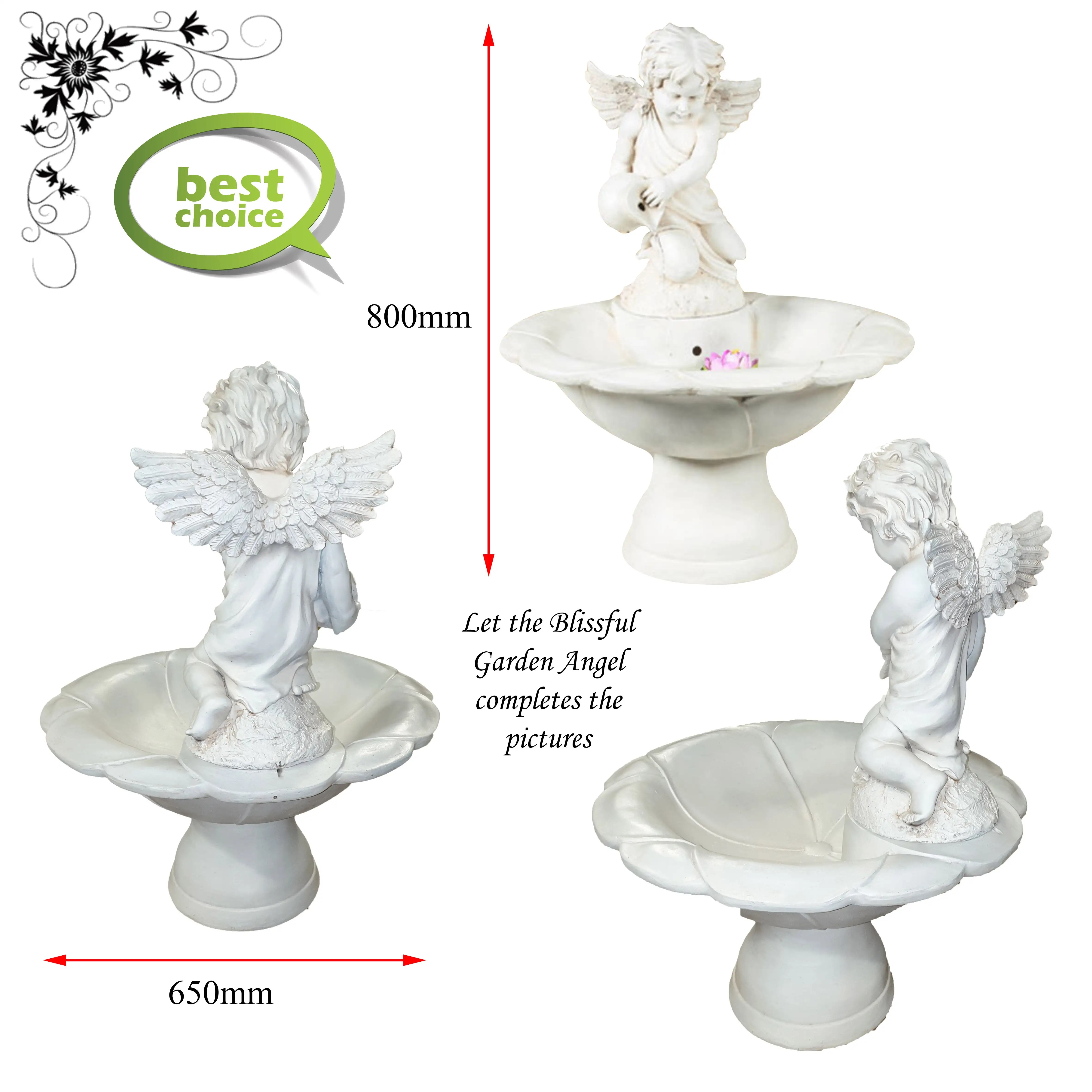 NEW OUTDOOR STATUE ORNAMENT GARDEN ANGEL WATER FOUNTAIN / BIRD BATH
