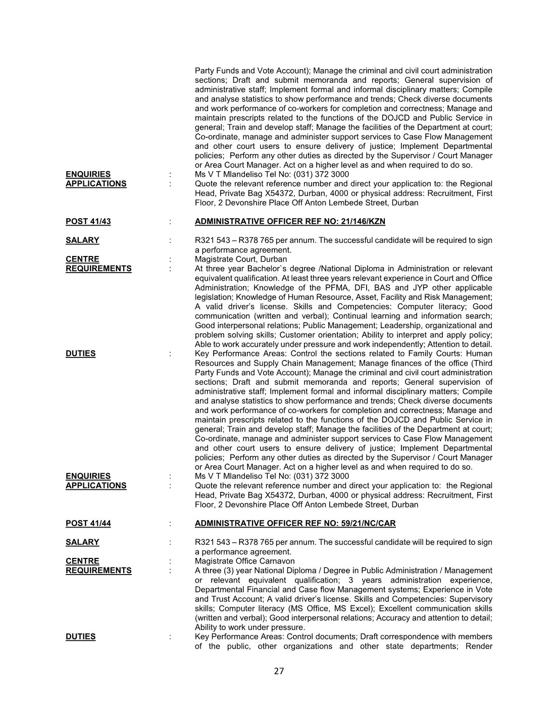 Justice and Constitutional Development Circular 41 Of 2021 DPSA Circular