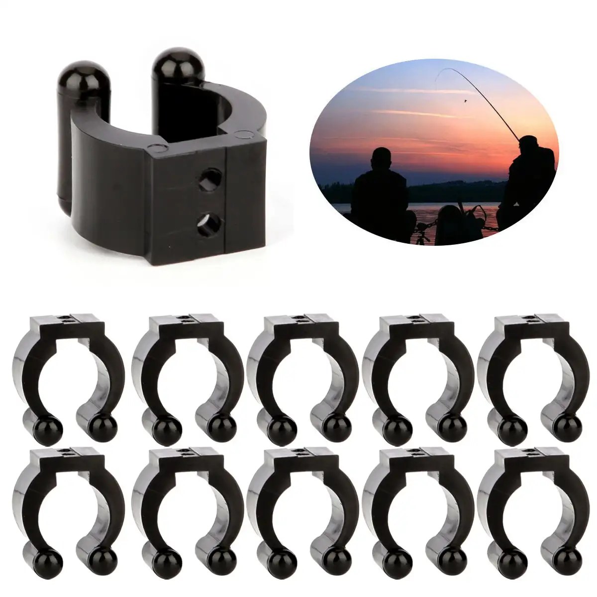 40Pack Wall Mounted Fishing Rod Storage Clips Clamps Holder Rack