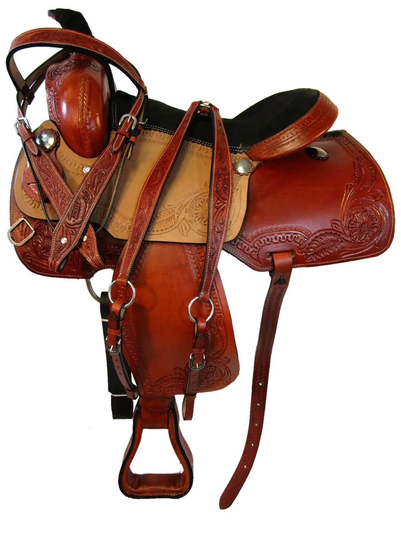 PRO WESTERN ROPING ROPER RANCH COWHIDE LEATHER TRAIL HORSE SADDLE 15 16