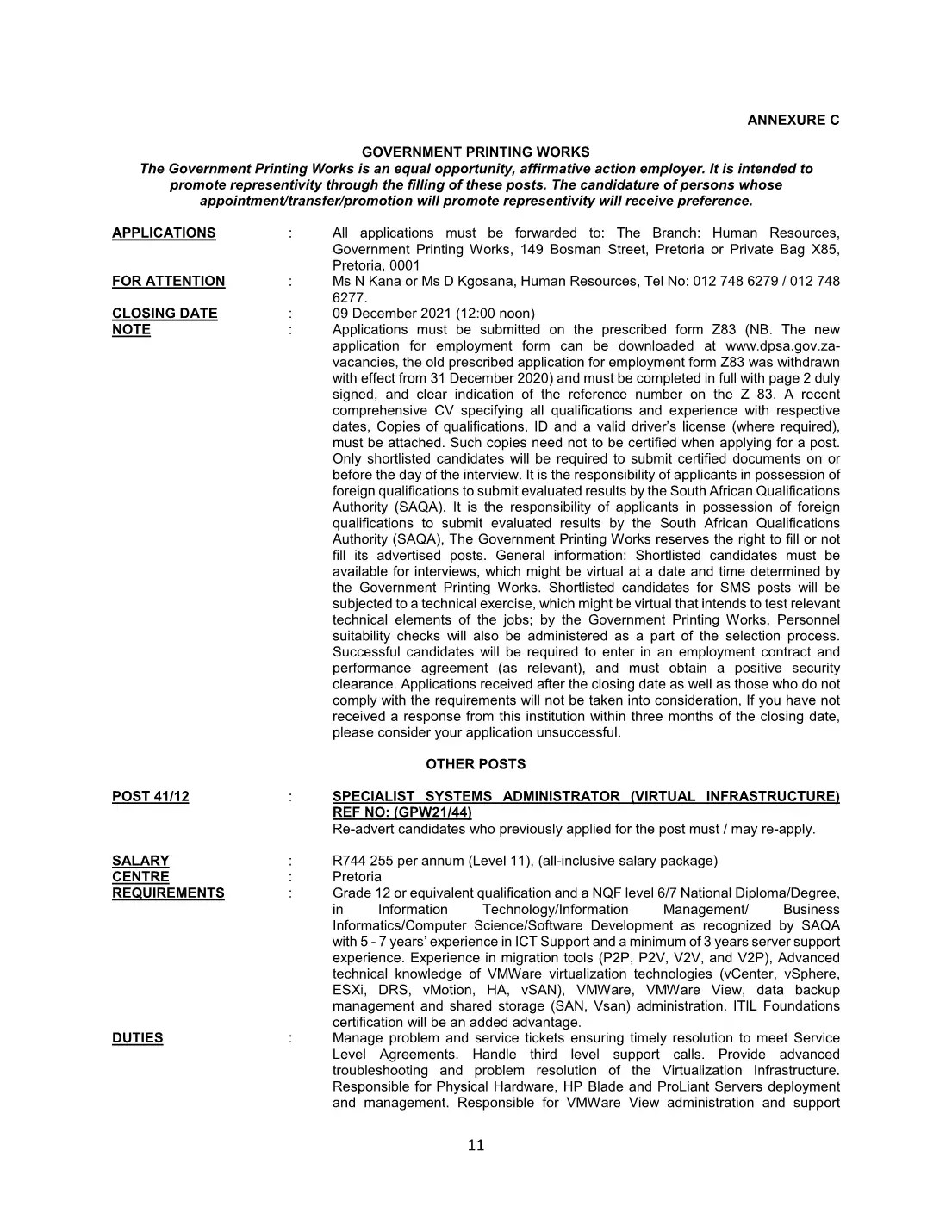 Government Printing Works Circular 41 Of 2021 DPSA Circular
