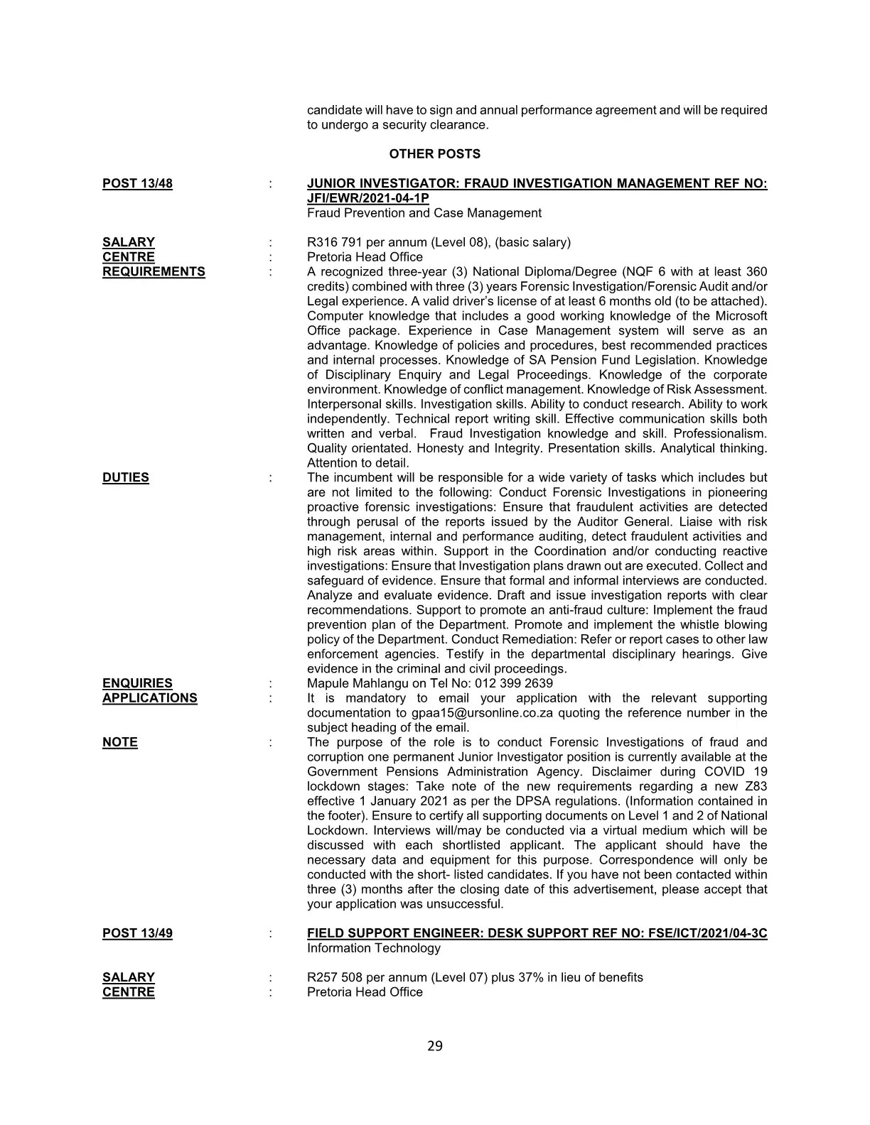 Government Pensions Administration Agency Circular 13 Of 2021 DPSA Circular