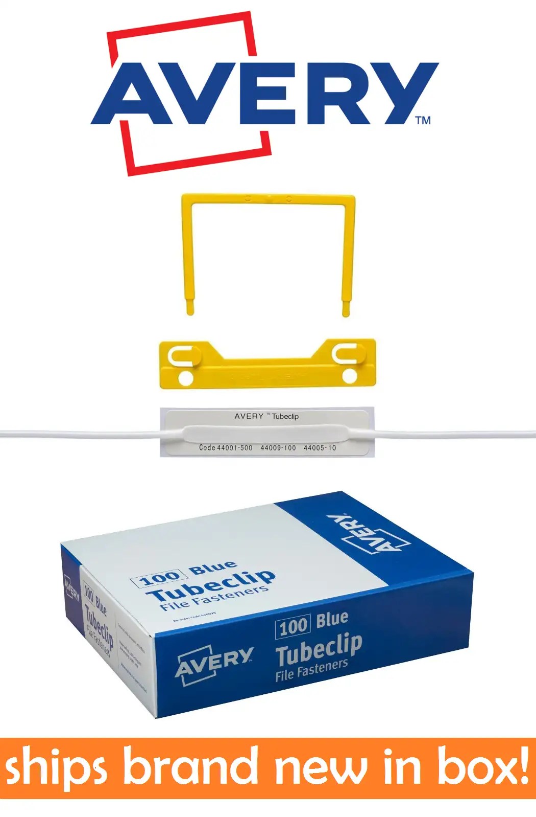 NEW 100x Avery Tubeclip Fasteners Filing Full Set Tube Clip Lateral