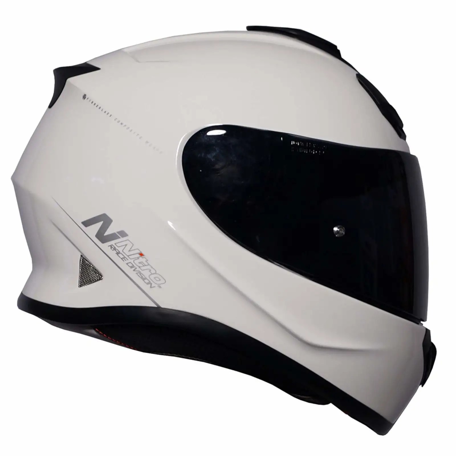 Nitro N3100 Uno Motorcycle Motorbike Visor Helmet Gloss White Dark