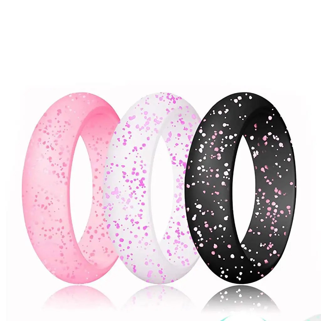 10 pack Silicone Ring Wedding Rubber Women Sport Workout Band Flexible