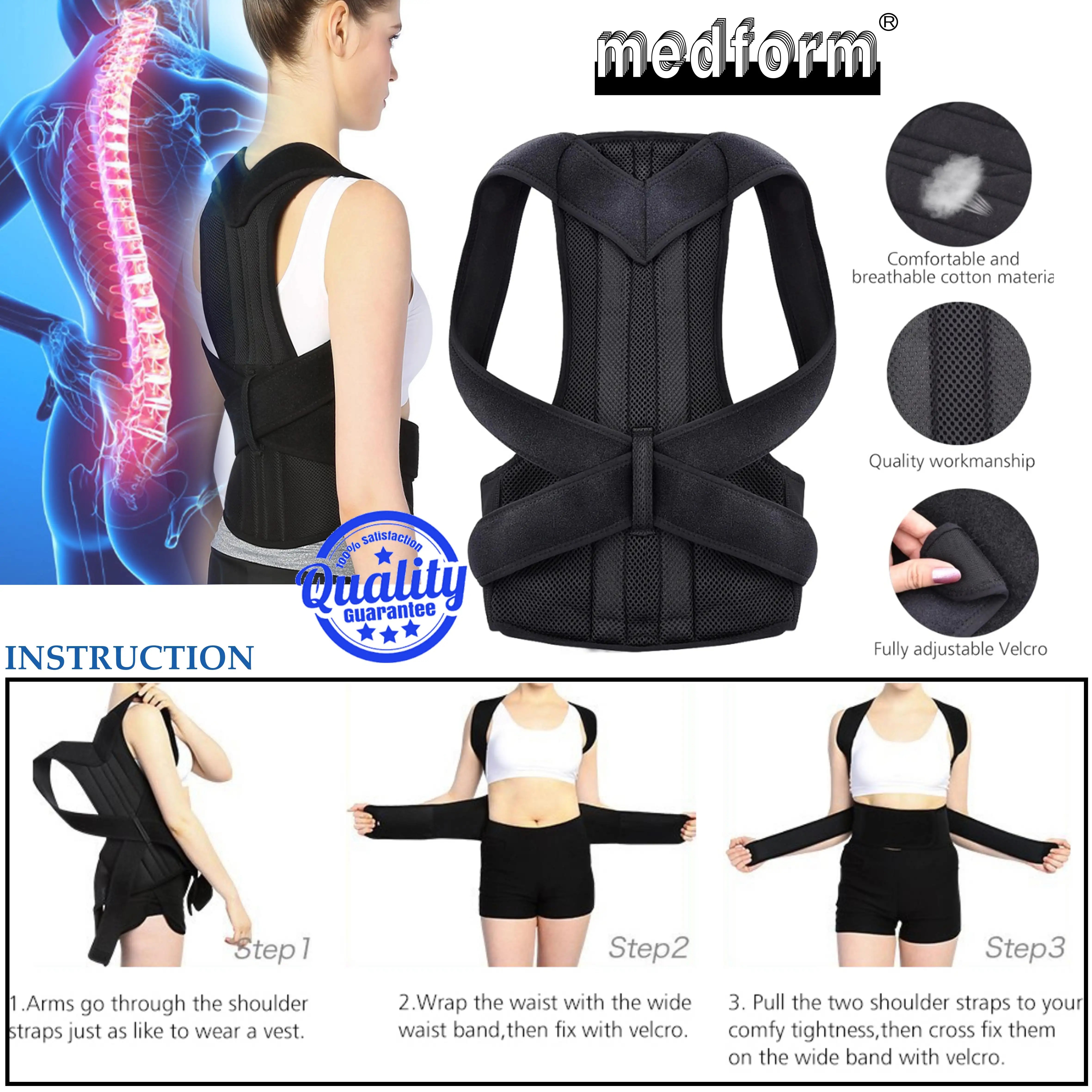 ADJUSTABLE POSTURE ALIGMENT BRACE STRAP STOP SLOUCHING