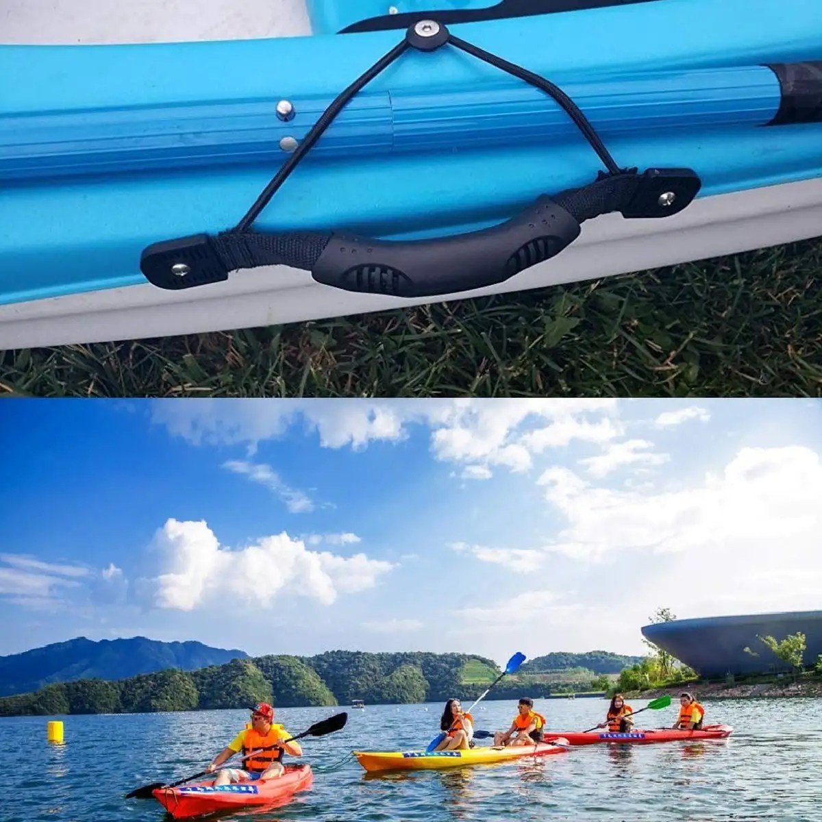 12 Kayak Canoe Boat Side Mount Carry Handle With Bungee Cord Screws