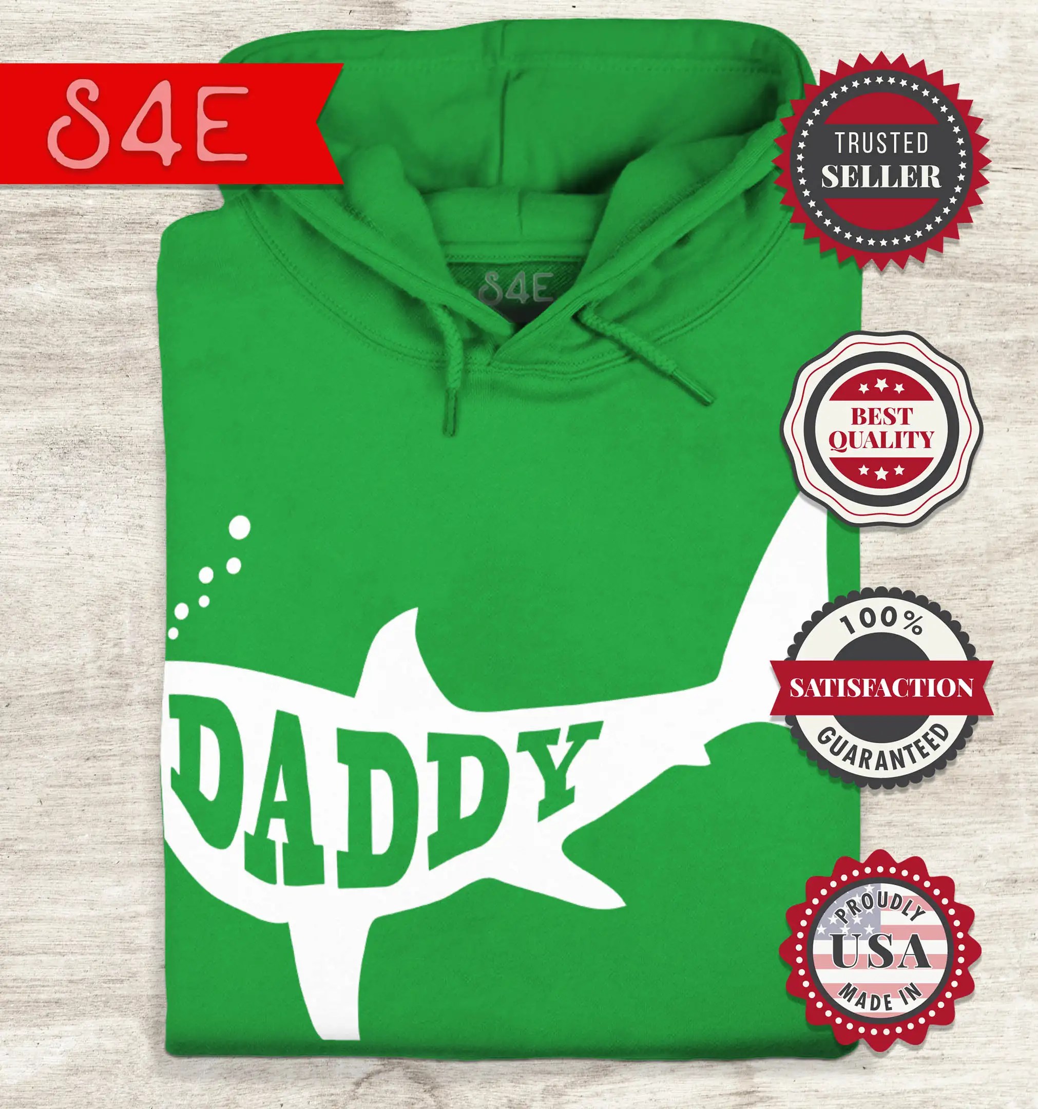 S4E Men's Daddy Shark Hoodies New Dad Matching Family Pregnancy