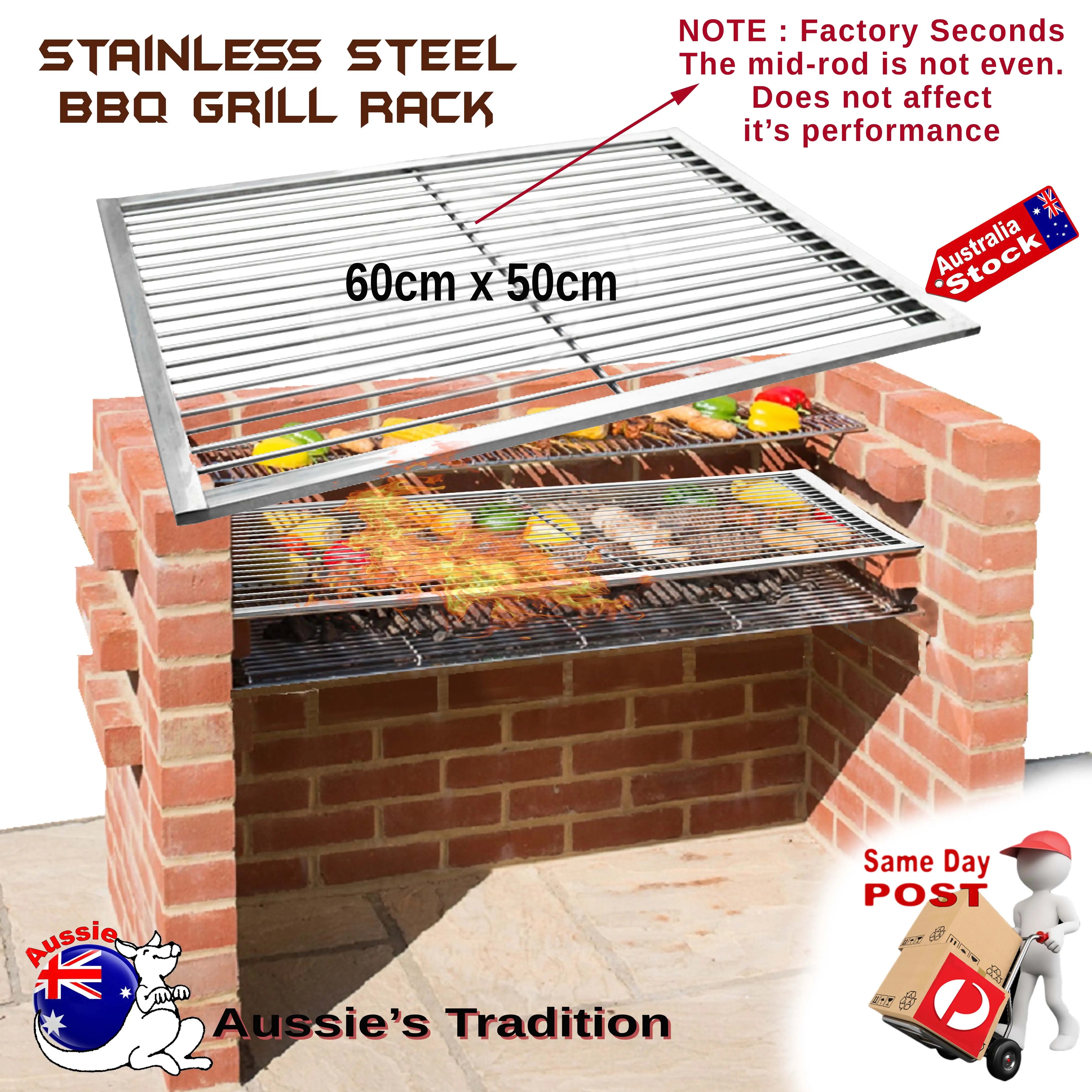 BRICK BBQ DIY STAINLESS STEEL COOKING GRILL RACK MESH 60 x 50cm