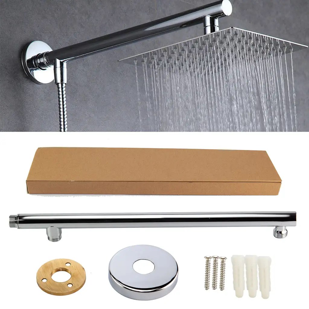 16'' 40cm Chrome Wall Mounted Bathroom Shower Extension Arm For Rain
