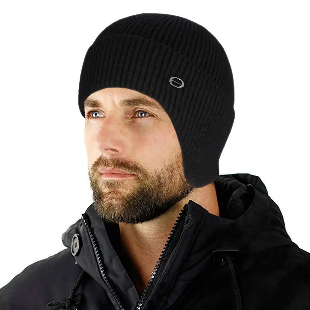 Men Women Knitted Aviator Bomber Beanie Hat Winter Warm With Ear Flaps