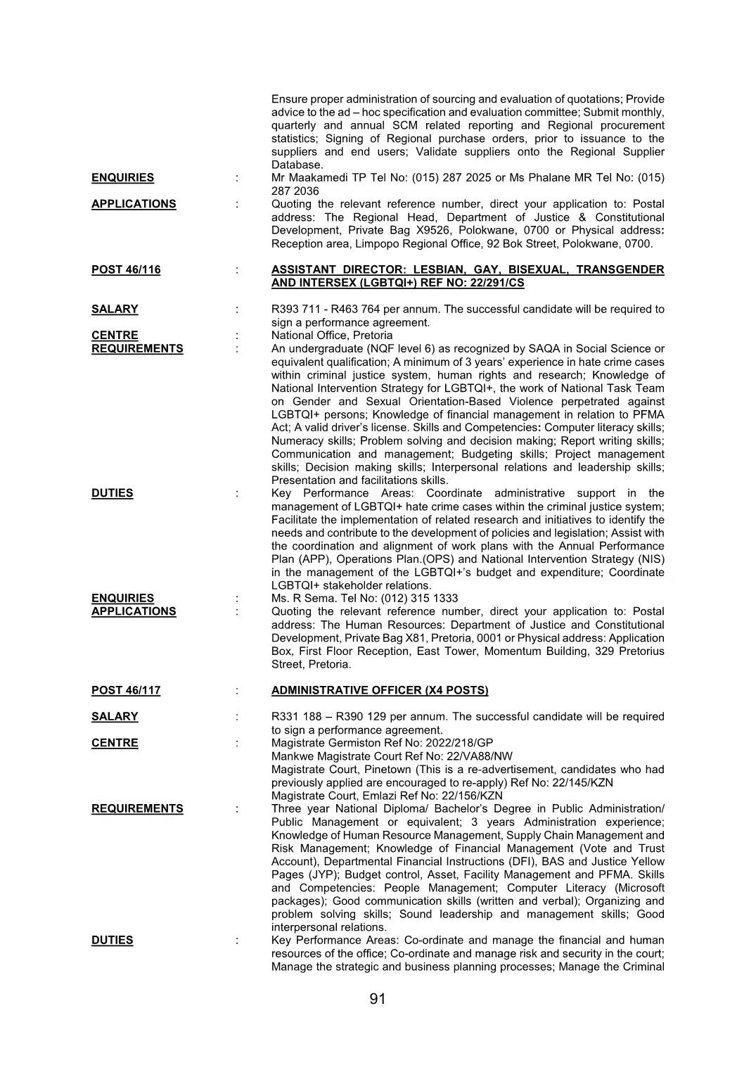 Justice and Constitutional Development Circular 46 Of 2022 DPSA Circular