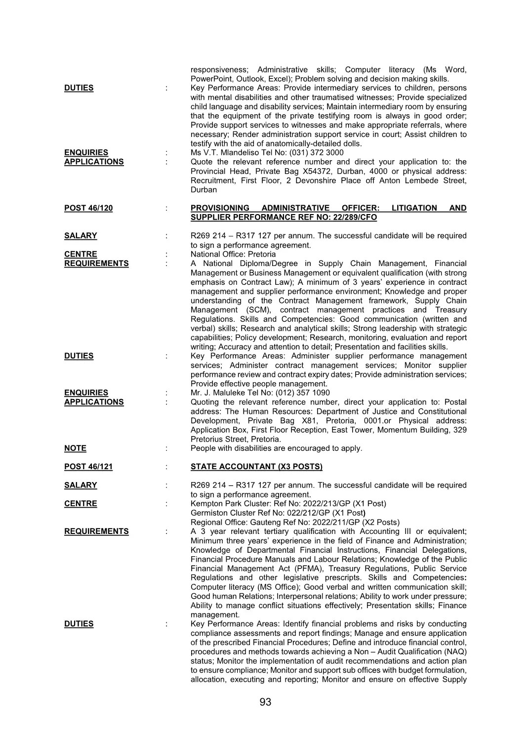 Justice and Constitutional Development Circular 46 Of 2022 DPSA Circular
