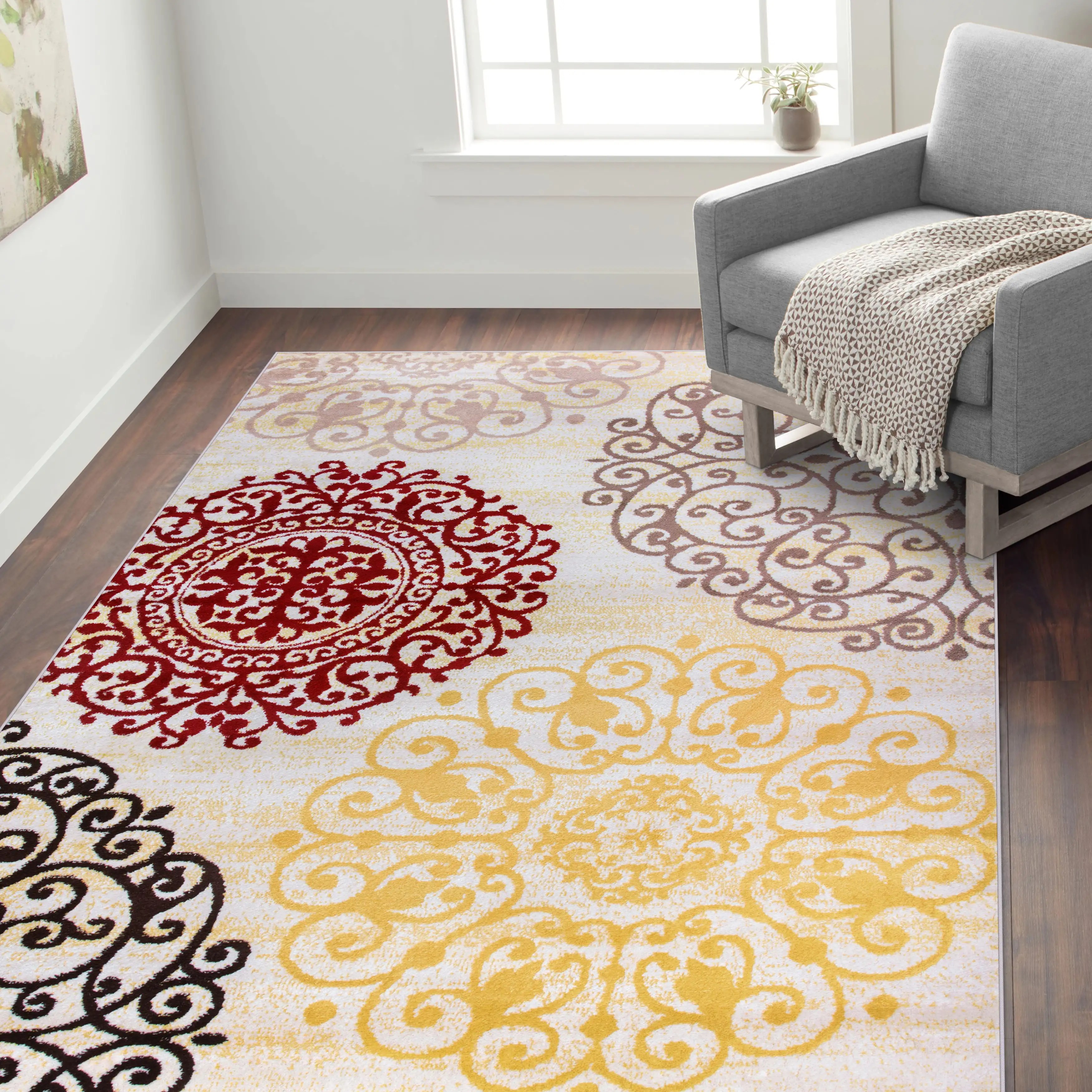 Contemporary Modern Floral Indoor Soft Area Rug 5ft3in X 7ft3in