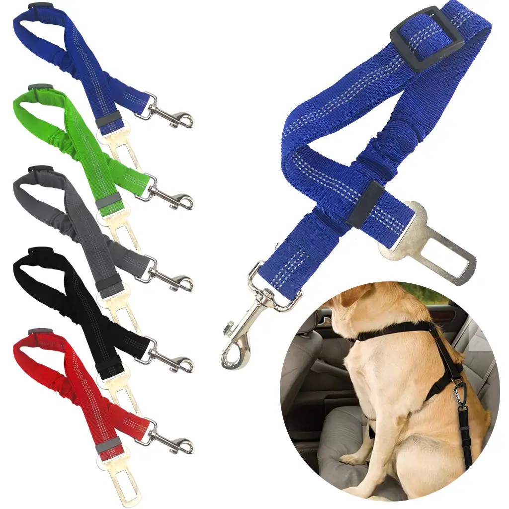 2PCS Elastic Dog Pet Car Safety Seat Belt Leash Nylon Seatbelt Strap