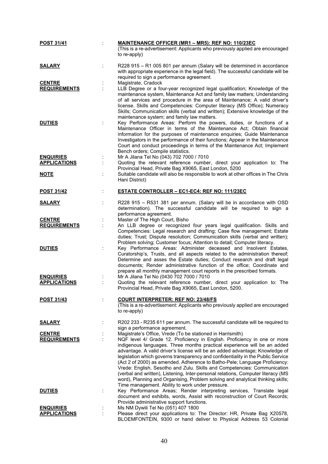 Justice and Constitutional Development Circular 31 Of 2023 DPSA Circular
