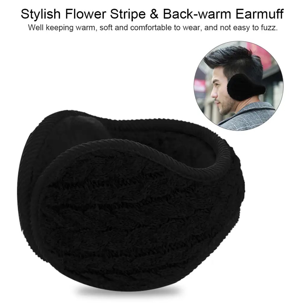 Men Women Ear Muffs Winter Ear Warmers Fleece Knitted Wrap Around