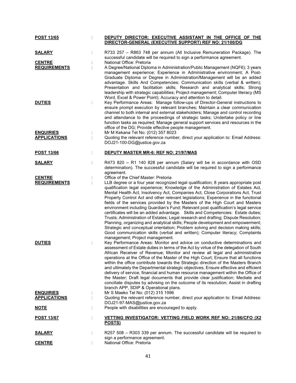 Justice And Constitutional Development Circular 13 Of 2021 DPSA Circular