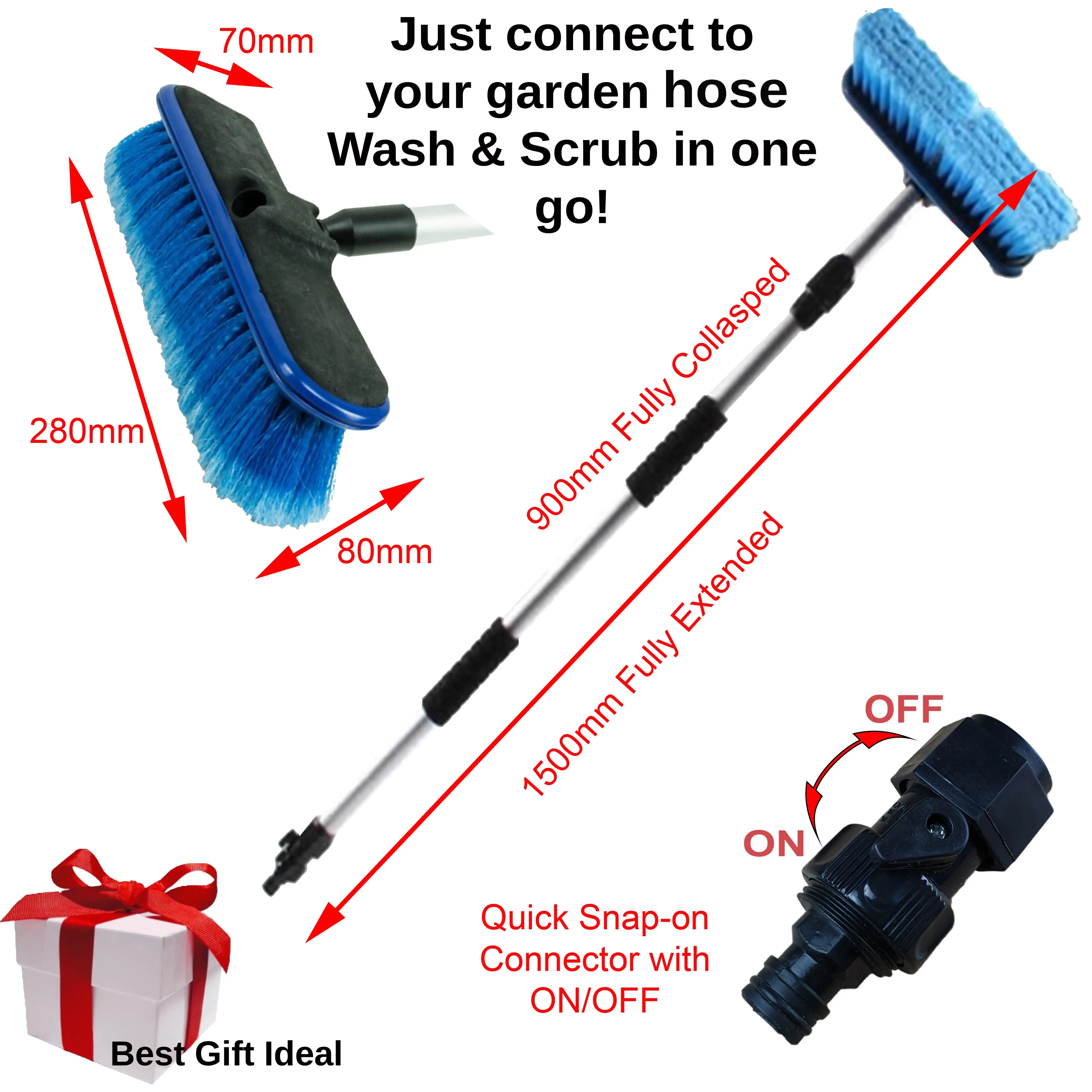 TELESCOPIC POLY FIBER WATER POLE BROOM BRUSH FOR HOME COMMERCIAL BOAT