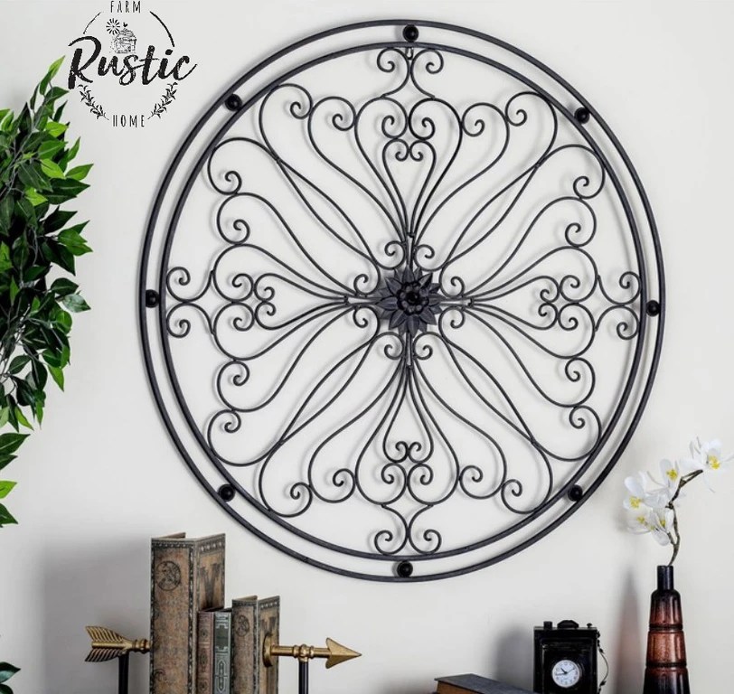 Wrought Iron Scroll Wall Decor Large Round Wrought Iron Wall Decor Rustic Classic Scroll eBay