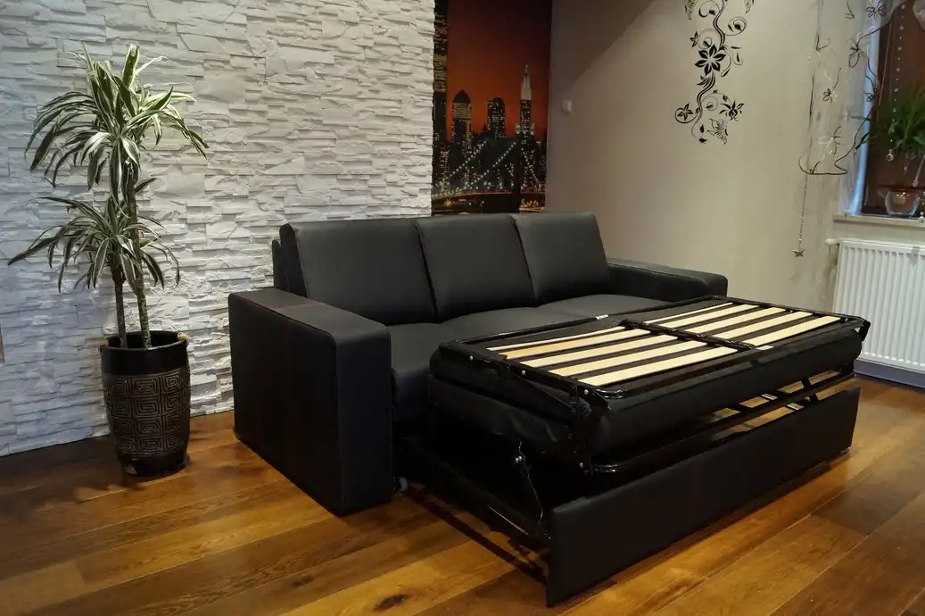 3 Sitzer 200cm Echtleder Rindsleder Sofa Couch mit Schlaffunktion Echt
