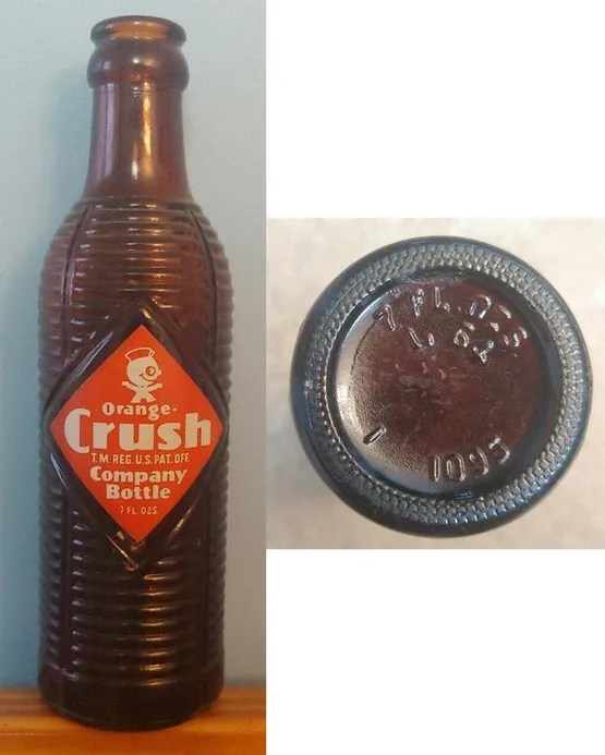 Orange Crush Amber "Krinkly" Dating Help Antique Bottles, Glass, Jars