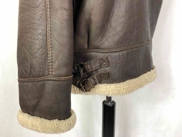 Vintage'80 Aviator Bomber Jacket Mens Leather Shearling