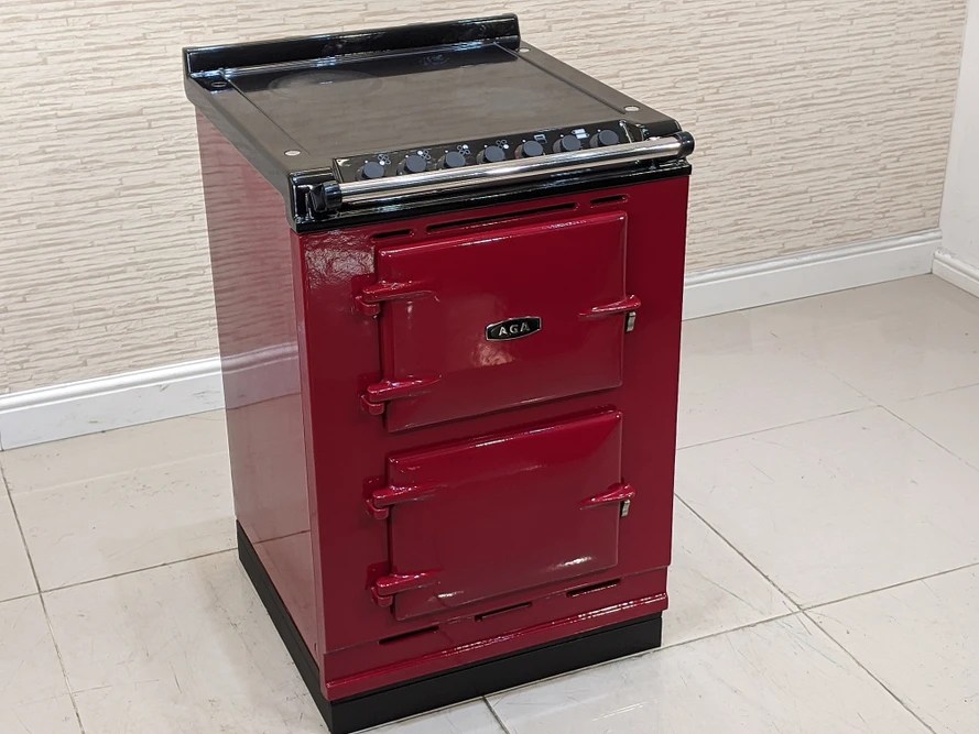 AGA COMPANION 60CM STAND ALONE ALL ELECTRIC RANGE COOKER IN CLARET/RED