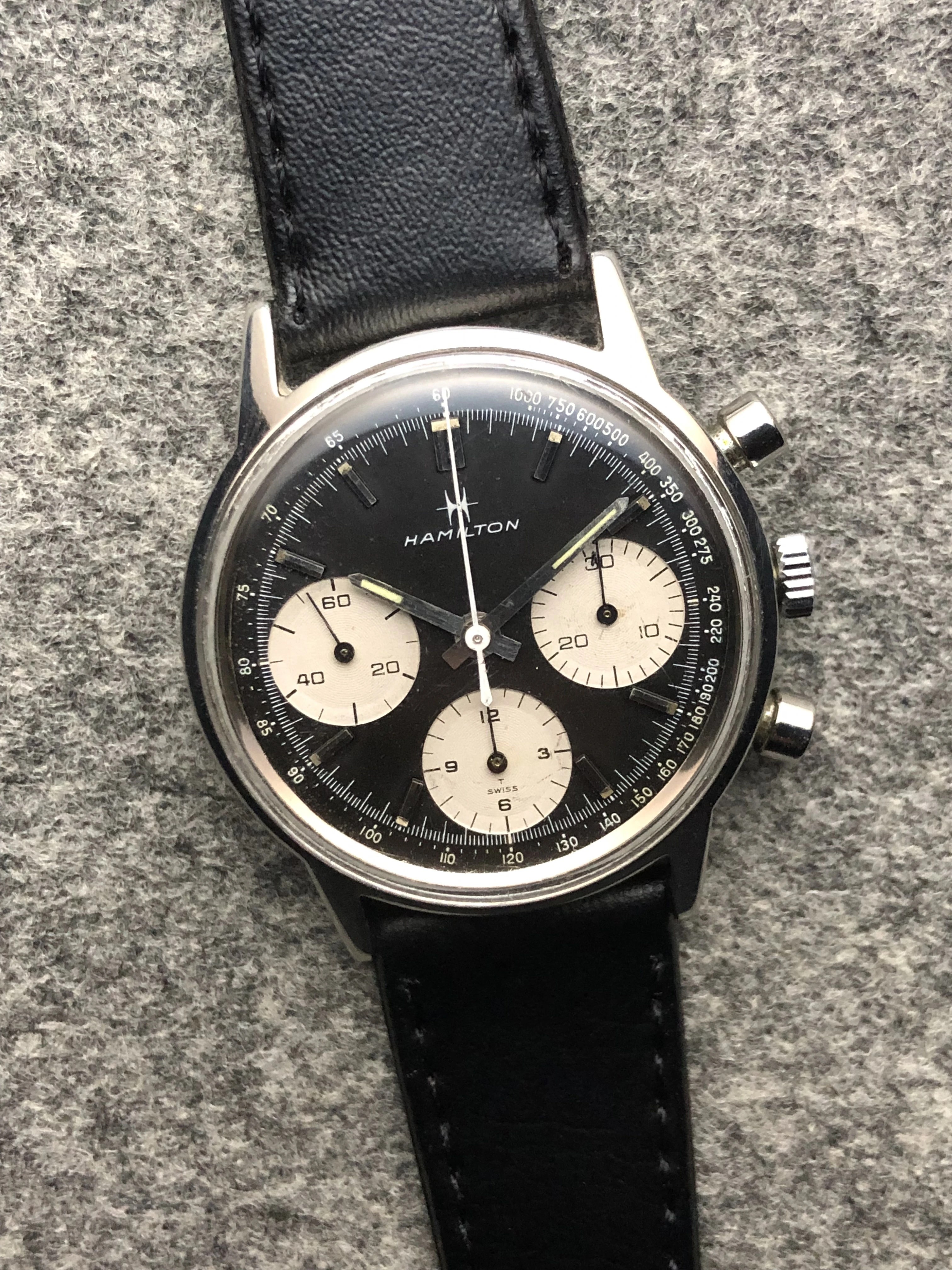 FS Hamilton Vintage Chronograph Black dial Valjoux 7736
