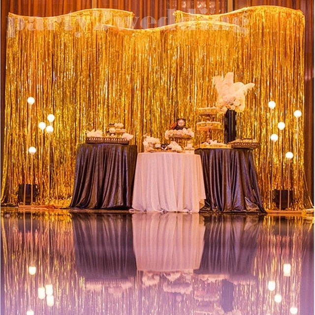 Metallic Tinsel Curtain Foil 1m 2m 3m 4m 5m Backdrop Function Party