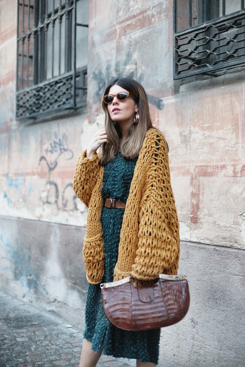 Beautiful Green Dress & Mustard Cardigan Mi Armario en Ruinas