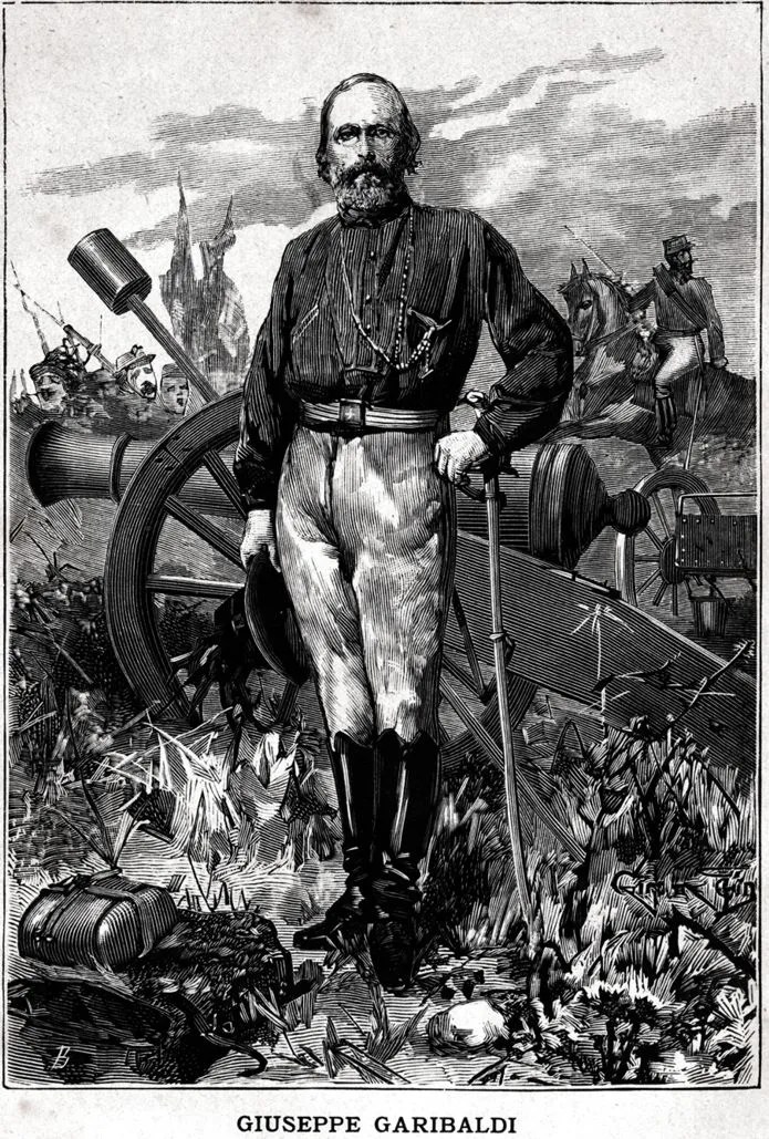 The general Giuseppe Garibaldi in battle. Print Ancient + mat. 1885 eBay