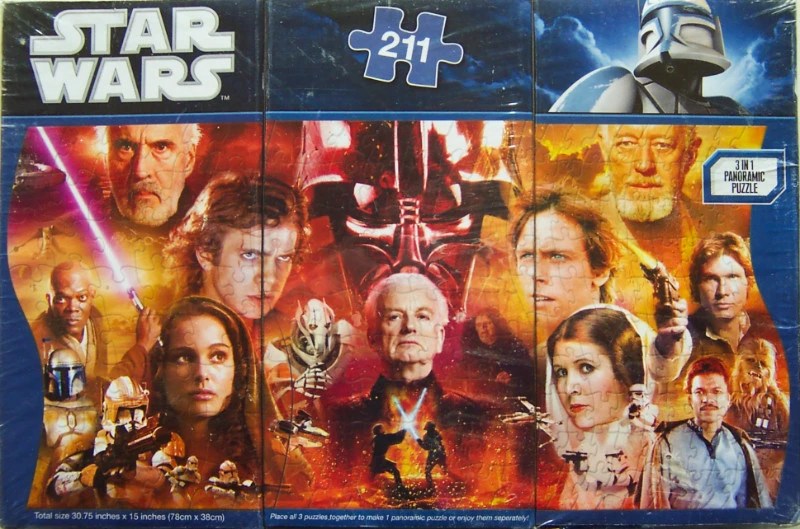 "STAR WARS" 211 pc. 3in1 Panoramic Puzzle (2010, Cardinal) New