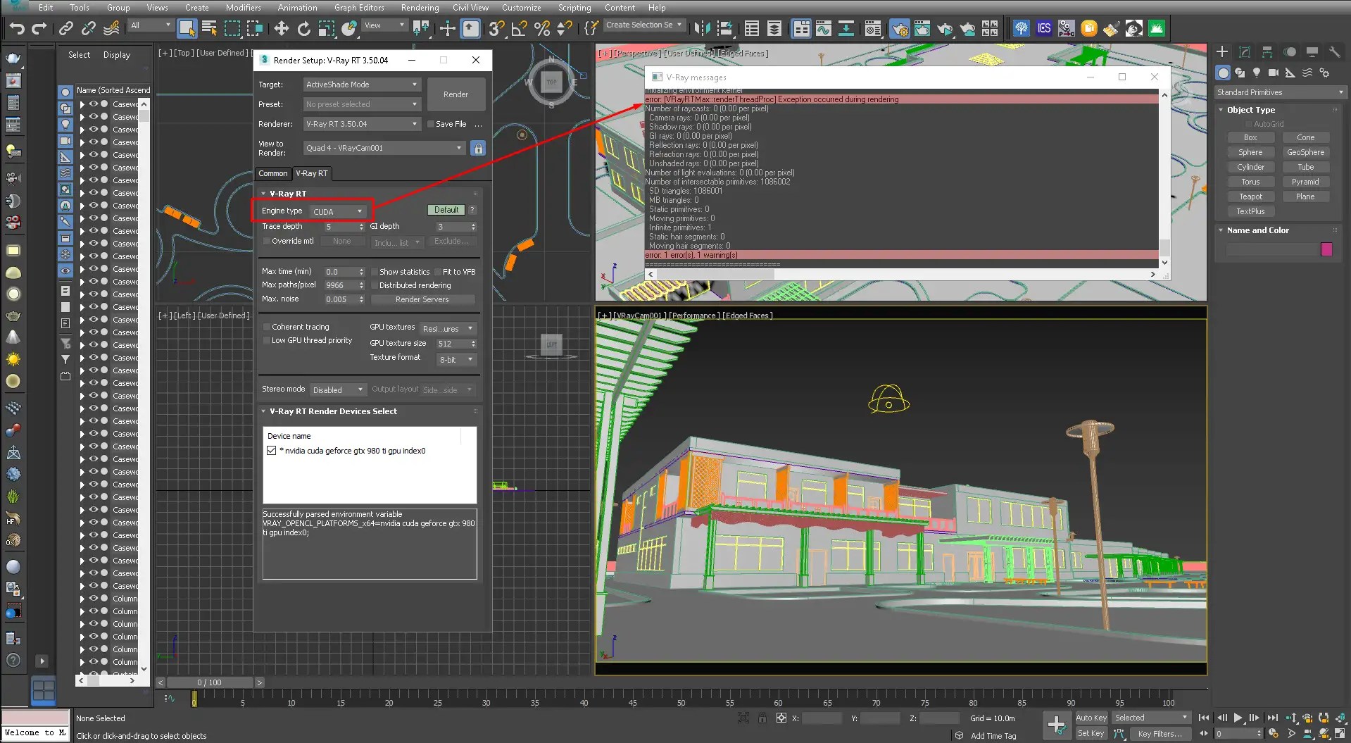 CGTalk 3ds max GPU not working " Exception occurred during rendering" +images
