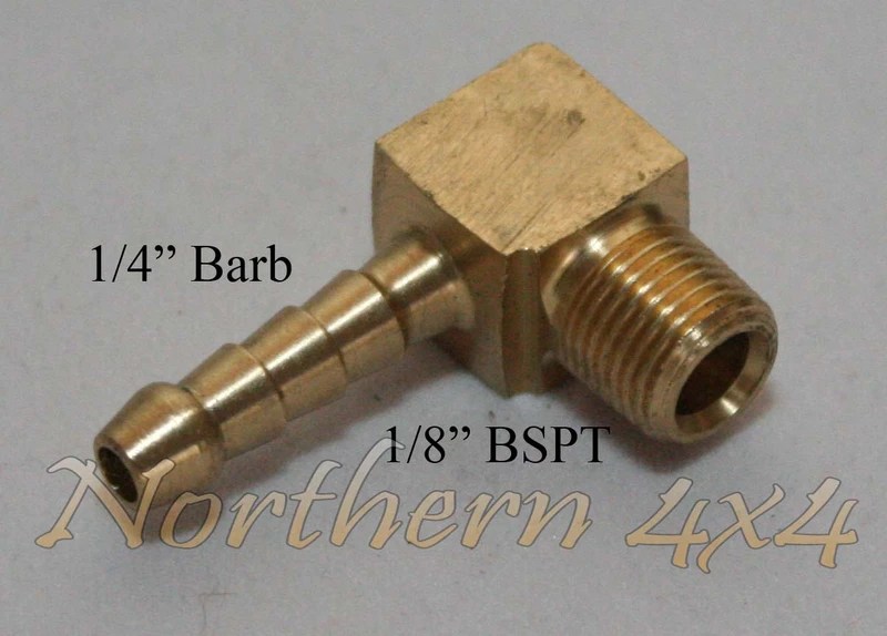 Brass Barb Fitting 18" Inch NPT Male to 1/4" Inch Barb 90 Degree water