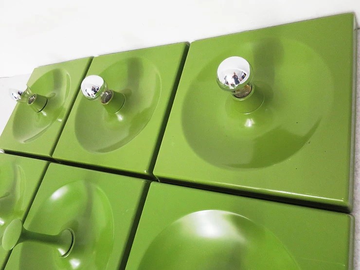 SCHOENBUCH QUADRO MODULAR WALL COAT RACK incl WALL LAMPS SPACE AGE 60s