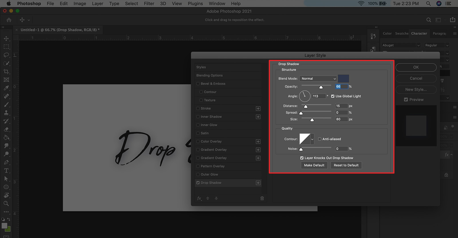 How to Add Drop Shadow in Adobe imagy
