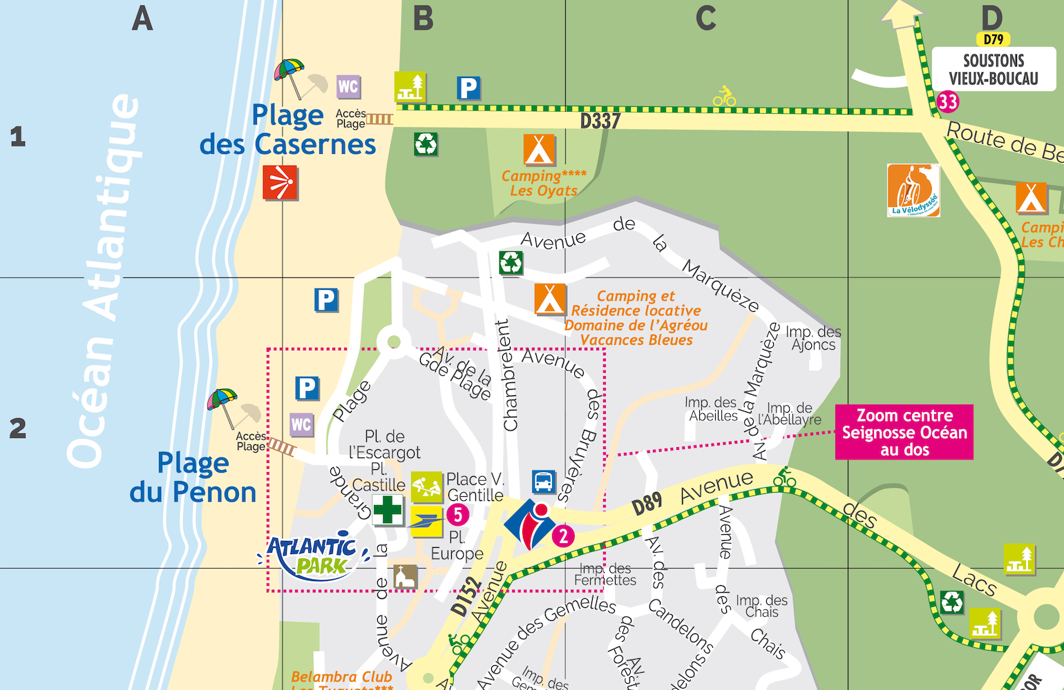 Plan Seignosse Le Penon Le plan de ville de Seignosse imapping