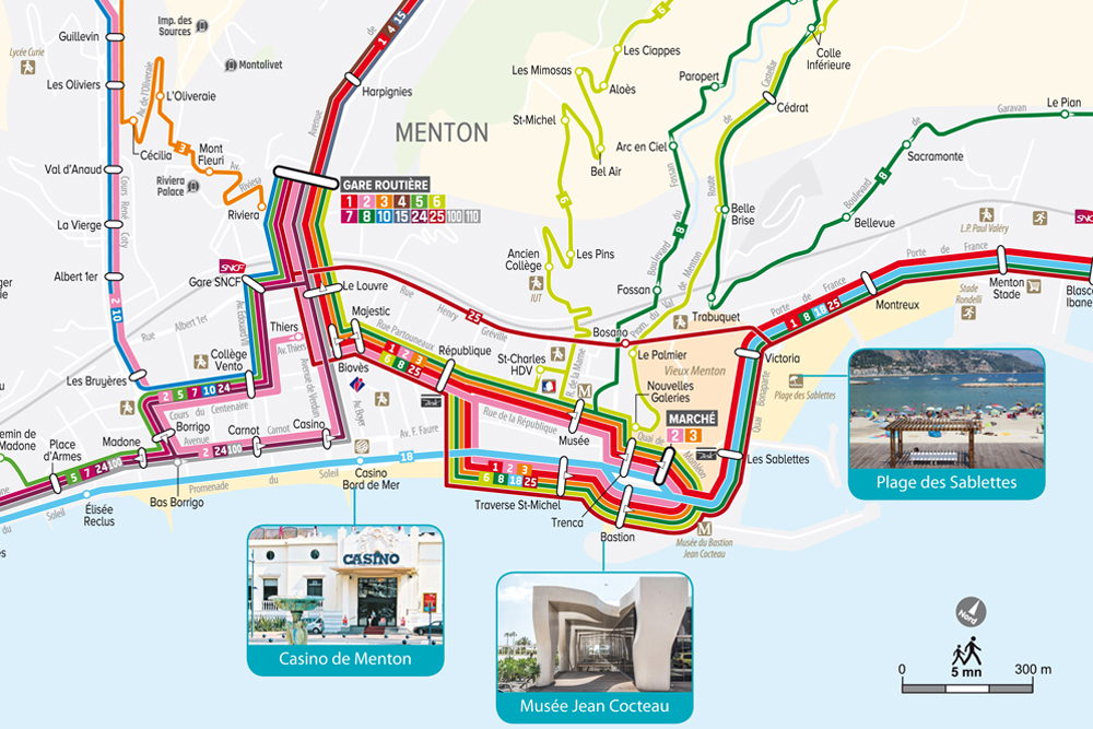Les Défis De Voyager À Menton Le plan de réseau de bus de Menton Riviera imapping