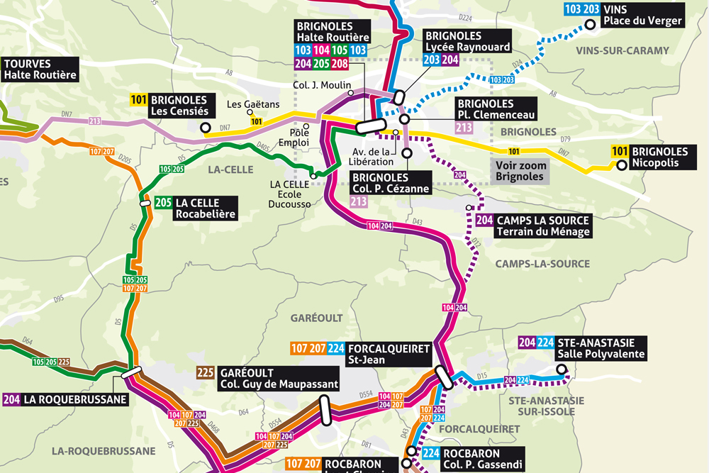 Le plan de réseau de bus de Provence Verte Agglo imapping