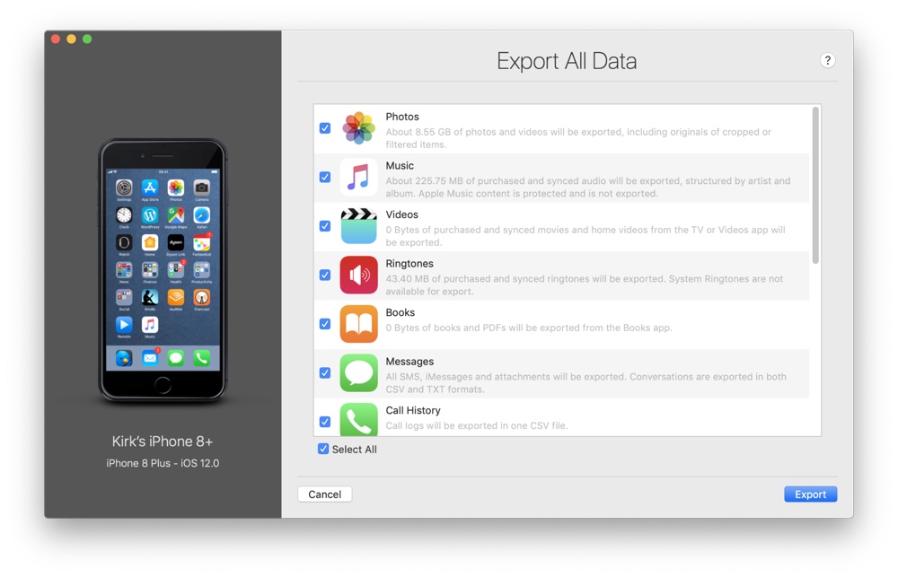 Easily Export all iPhone Data to Mac or PC
